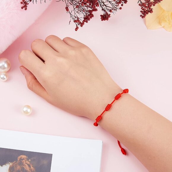 Red String Bracelets 50 Pcs Braided Adjustable Kabbalah Protection Amulet for Wo - Picture 5 of 7